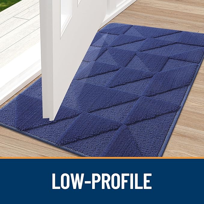 OLANLY Door Mats Indoor, Non-Slip, Absorbent, Dirt Resist, Entrance Washable Mat, Low-Profile Inside Entry Doormat for Entryway (71x47 inches, Navy)