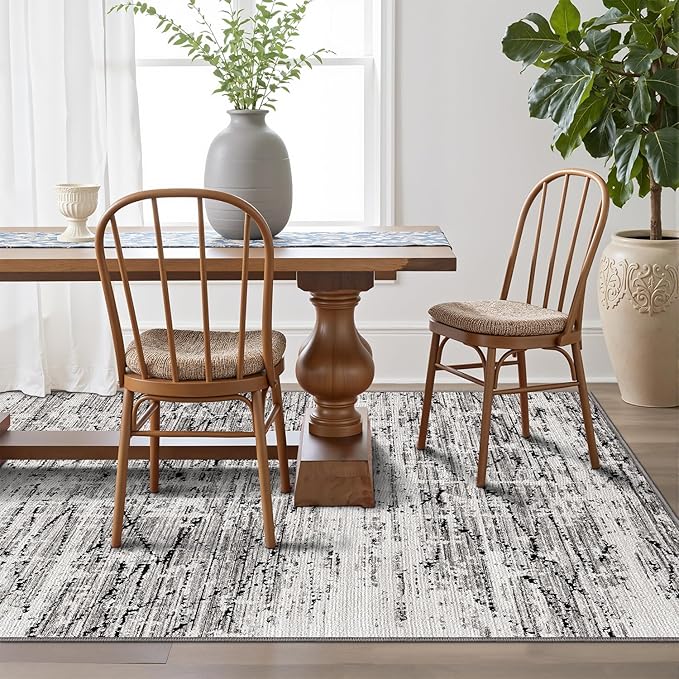 LUMI Washable Area Rug 5x8 for Living Room, Ultra Soft Stain Resistant Carpet with Non Slip Rubber Backing, Non-Shedding Low Pile Rugs for Bedroom, Dining Room, Indoor, Office
