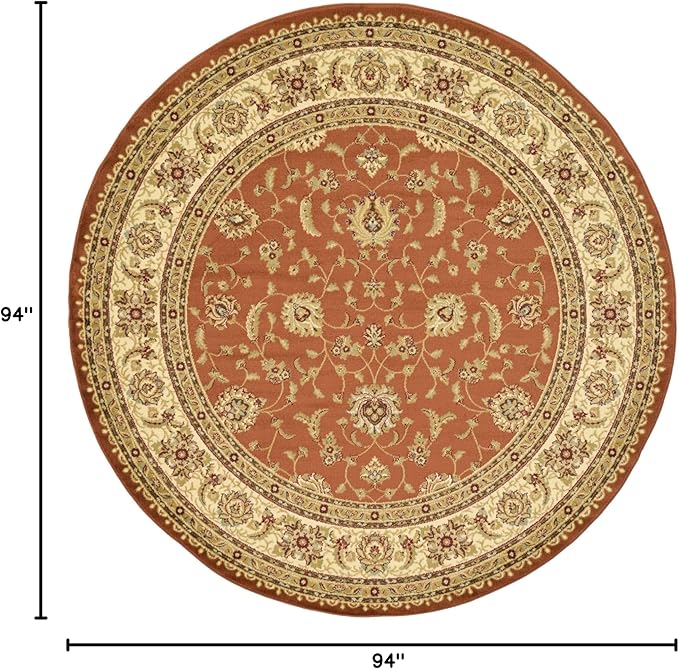 Unique Loom Voyage Collection Traditional Oriental Classic Intricate Design Area Rug (8' 0 x 8' 0 Round, Terracotta/Ivory)