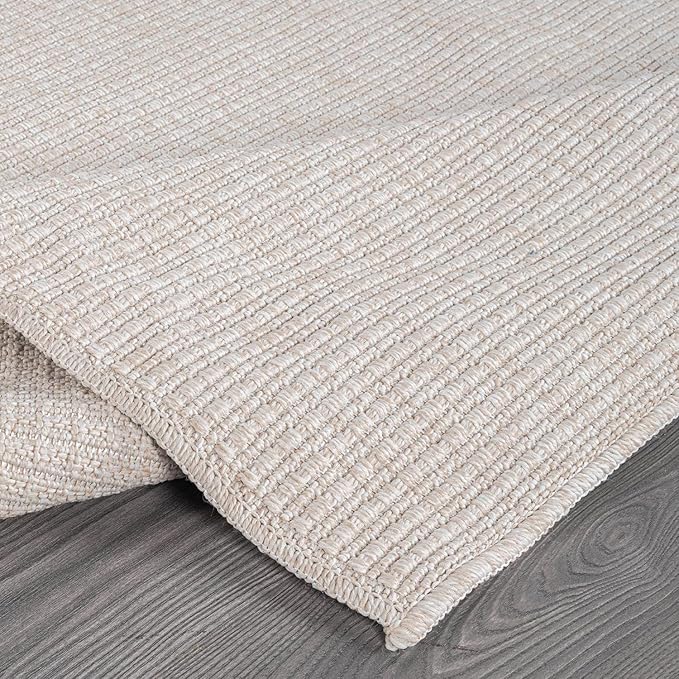 Beverly Rug Easy Jute Off White Rug 8x10 Solid Washable Durable Outdoor Indoor Area Rugs for Living Dining Room Patio Office Stain Resistant Non Shedding Casual Indoor Outside Carpet 8 x 10 Off-White