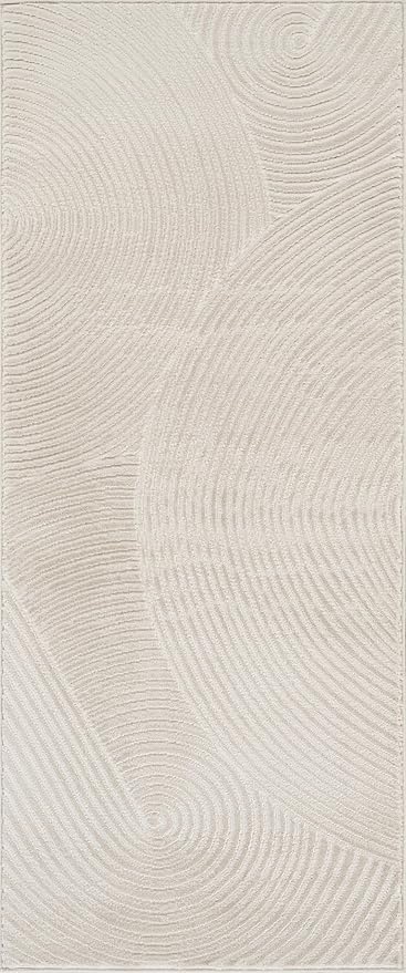 Abani Neutral Beige Area Rug 3' x 6' for Living Room, Bedroom - Zen Reiki Circles Pattern - Durable & Easy to Clean