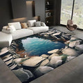 Visual Illusion Canyon Living Room Rug, 5x6ft, 3D Visual Effect Stream Indoor Throw Mat, Stone Crack Ultra Soft Home Decor Carpet, Thin Low Pile Machine Washable Rugs for Entrance