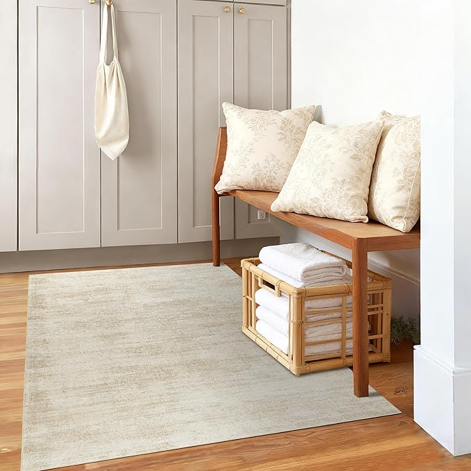 Entryway Rugs 2x3,Abstract Neutral Farmhouse Washable Non Slip Kitchen Rugs,Tan Beige