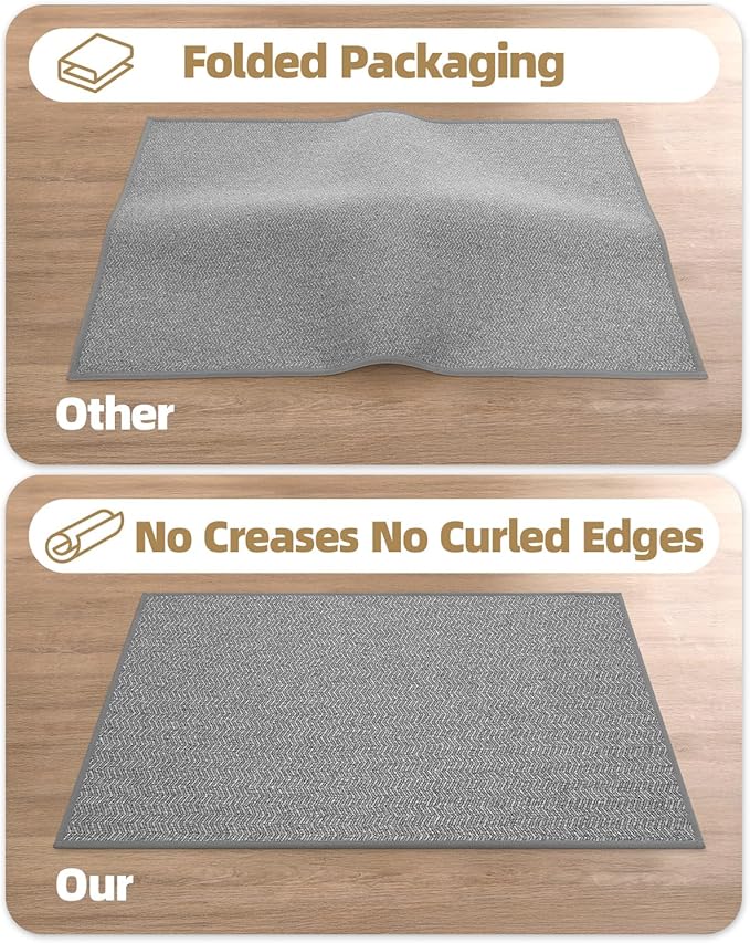 Color&Geometry Thin Indoor Entrance Mats for Home, 17"X29.5" Indoor Mats for Entryway Non Slip Rubber Backed, Dirt Trapper Door Rugs for Entryway Indoor Washable, Grey (Rolled-up NO Creases)