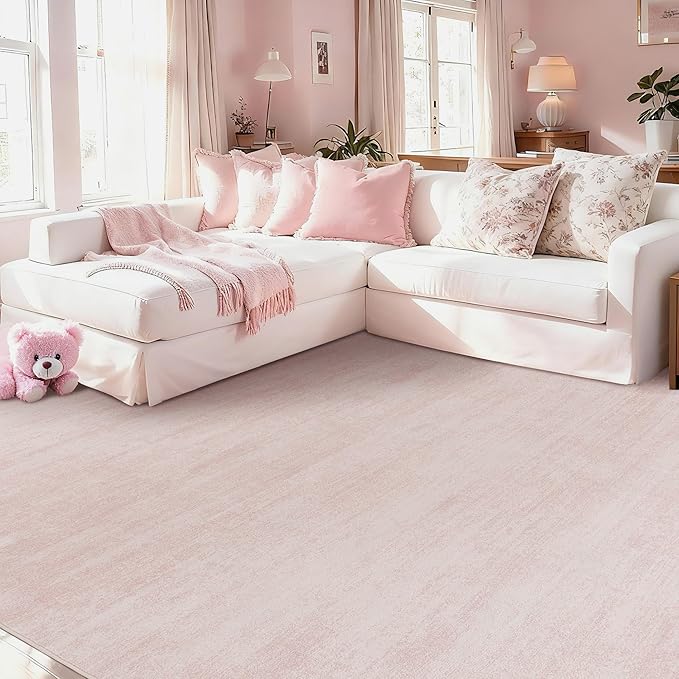 Large Area Rug for Bedroom,Washable Abstract Boho Rugs for Living Room 9x12,Pink