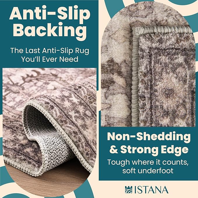 Istana 6x9 Area Rugs - Beige Grey/Light Cream Rugs for Living Room - Luxurious Silk's Soft Touch Living Room Rug - Elegant Non Slip Area Rug