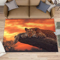 8x10 Sunrise Leopard Rugs for Living Room - Sunset African Savanna Large Area Rug, Wild Animal Modern Boy Nursery Rug Soft Washable for Classroom Office Bedroom Kids Room