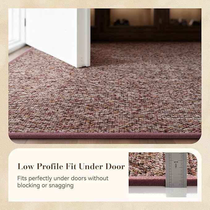 MontVoo Door Mat Indoor Entrance Doormat, Absorbent Durable Rubber Non Slip Front Door Mat for Inside Entry Entryway Dirt Trapper Welcome Mat, Red 24''x36''