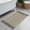 Collive Washable Small Bathroom Rug 2x3, Hand Woven Low Profile Front Door Mat Natural/Black Farmhouse Entryway Rugs, Cotton Reversible Kitchen Carpet for Foyer Bedroom Door Decor