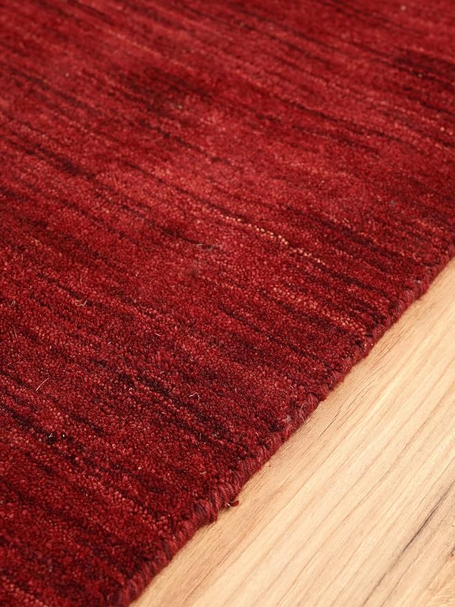 Rugsotic Carpets Hand Knotted Gabbeh Wool 8'x11' Area Rug Solid Red L00111