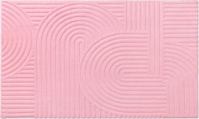 Pauwer 3x5 Washable Area Rugs for Living Room Modern Pink Solid Color Soft Fluffy Rugs for Bedroom Non Slip Boho Accent Indoor Mat Floor Carpet Cover for Kids Room Dining Room Kitchen Office, Pink