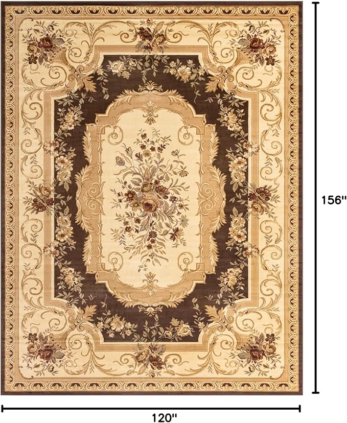 Rugs.com Chateau Collection Rug – 10' x 13' Brown Medium Rug Perfect for Living Rooms, Large Dining Rooms, Open Floorplans