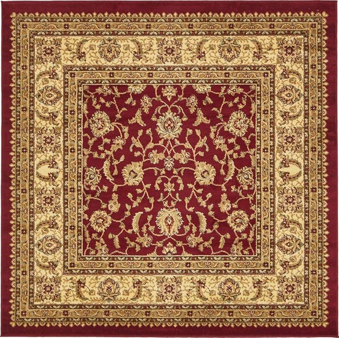 Unique Loom Voyage Collection Traditional Oriental Classic Intricate Design Area Rug (6' 0 x 6' 0 Square, Terracotta/Ivory)