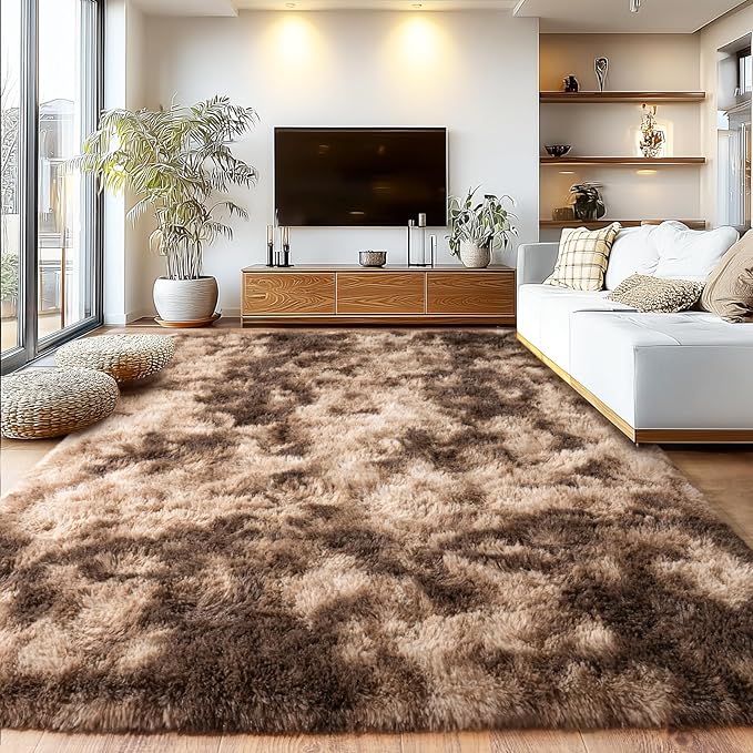 Fluffy Rug for Living Room, Furry Carpet for Teen, Shaggy Carpet for Nursery Room, Hot Pink Fuzzy Plush Rug for Dorm, Shag Rug 9x12 Feet