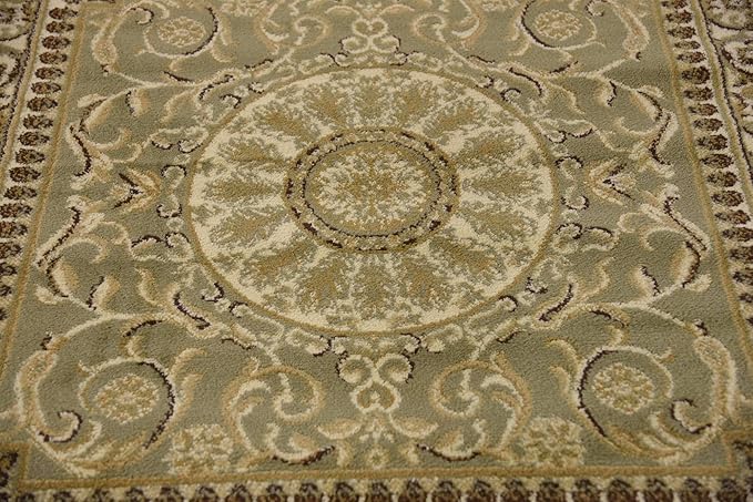 Unique Loom Versailles Collection Traditional Classic Medallion Floral Motif Area Rug (4' 0 x 4' 0 Square, Green/ Ivory)