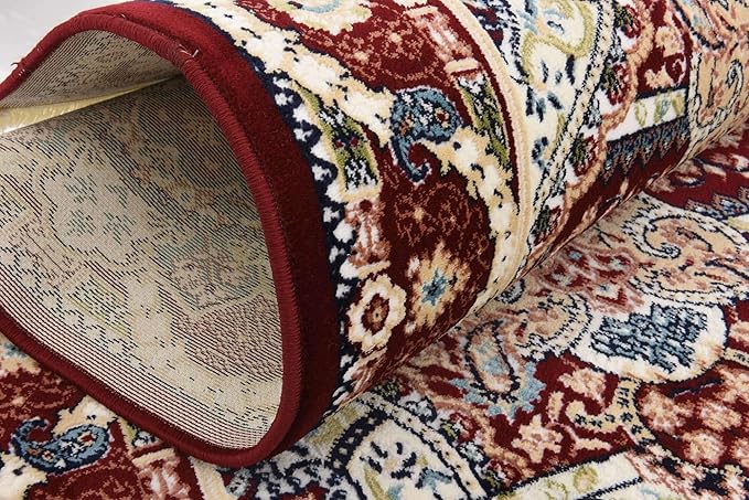 Unique Loom Narenj Collection Classic Traditional Medallion Textured Design Area Rug, 3 x 5 ft, Burgundy/Tan