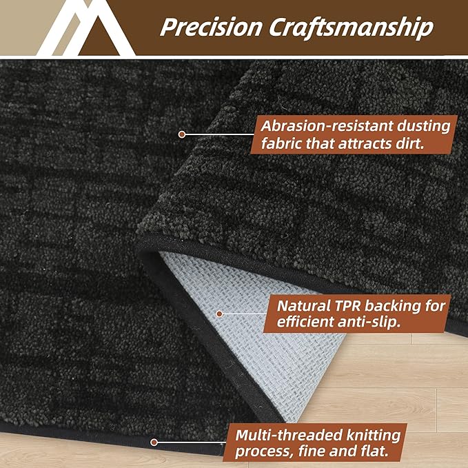 COSY HOMEER Door Mat,Dirt Trapper Entryway Rugs 24"x36",Non Slip Washable Entrance Mats,Absorbent Welcome Mat,Low Profile Dog Door Mats for Front Back Doomats and Wet Shoes,Black