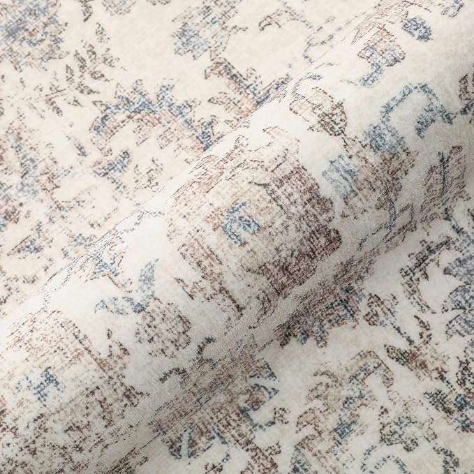 Taupe Runner Rug 2x5 Hallway Machine Washable Kitchen Vintage Distressed Non Slip Long Carpet Indoor Retro Floral Bedroom Accent Throw Rug for Bathroom Office Laundry Dining Living Room