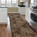 Leopard Rug 2x8 Modern Print Hallway Runner Rug with Rubber Backing Washable Non-Slip Runner Rugs for Bedroom Kitchen Living Room Indoor Decor（2x8ft,Brown）