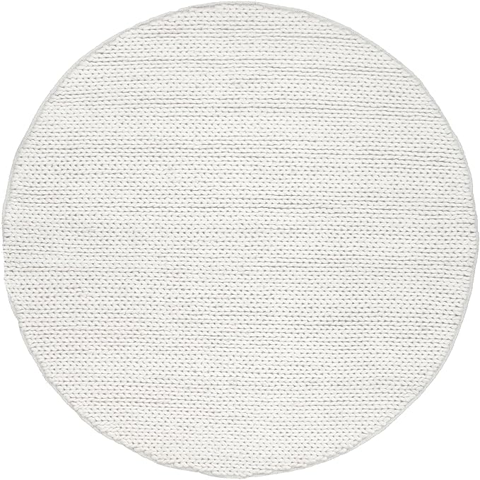 Nuloom Penelope Off-White/Ivory, 8' Round, Hand-Braided, Wool & Cotton, Soft and Textured, High Traffic, Stain Resistant, Easy Clean, Durable Area Rug for Bedroom, Living Room, Dining, Entryway