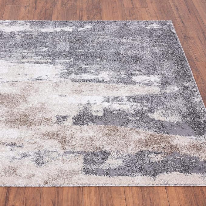 LUXE WEAVERS Euston Collection Gray-Gray 5x7 Modern Abstract Area Rug