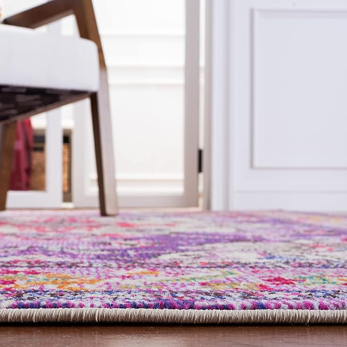 SAFAVIEH Monaco Collection Runner Rug - 2'2" x 8', Violet & Fuchsia, Boho Chic Medallion Distressed Design, Non-Shedding & Easy Care, Ideal for High Traffic Areas in Living Room, Bedroom (MNC243P)