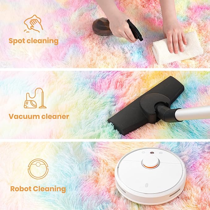 Zentavio Unicorn Rugs for Girls Room 3x5 Area Rugs for Living Room Small Carpet for Bedroom Washable Soft Fluffy Shag Aesthetic Plush High Pile Throw Rug for Nursery Kids Room Dorm Room Rainbow
