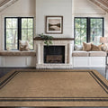 Beverly Rug Easy Jute Bordered Rug 9x12 Washable Large Indoor Outdoor Area Rugs for Living Dining Room Patio Office Stain Resistant Non Shedding Casual Indoor Outside Carpet 9 x 12 Natural