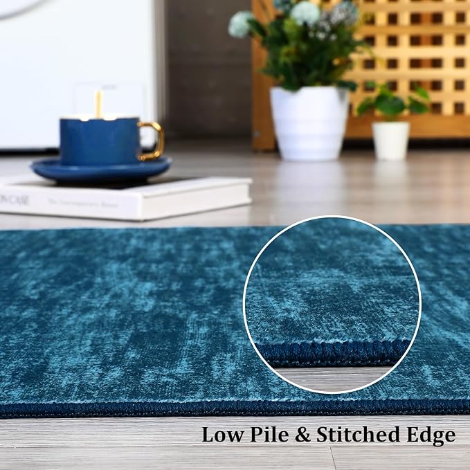 RUGSREAL 5x7 Living Room Area Rugs Modern Solid Color Area Rug Non-Slip Floor Carpet Indoor Washable Rug Contemporary Throw Carpet for Bedroom Kitchen Home Office, Indigo