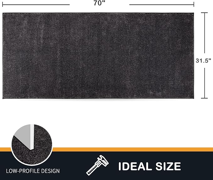 PURRUGS Dirt Trapping Door Mat 31.5" x 70", Non-Slip Machine Washable Entry Rug, Shoe Scraper, Dog Doormat, Super Absorbent Welcome Mat for Front & Back Door, Muddy Shoes & Paws, Charcoal