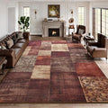 DweIke Washable Area Rugs for Living Room, 4x6 Soft Bedroom Rugs, Geometric Print Non-Slip Modern Rug, Stain Resistant Throw Carpets for Office Nursery Dining Room Home Dorm Decor, Red