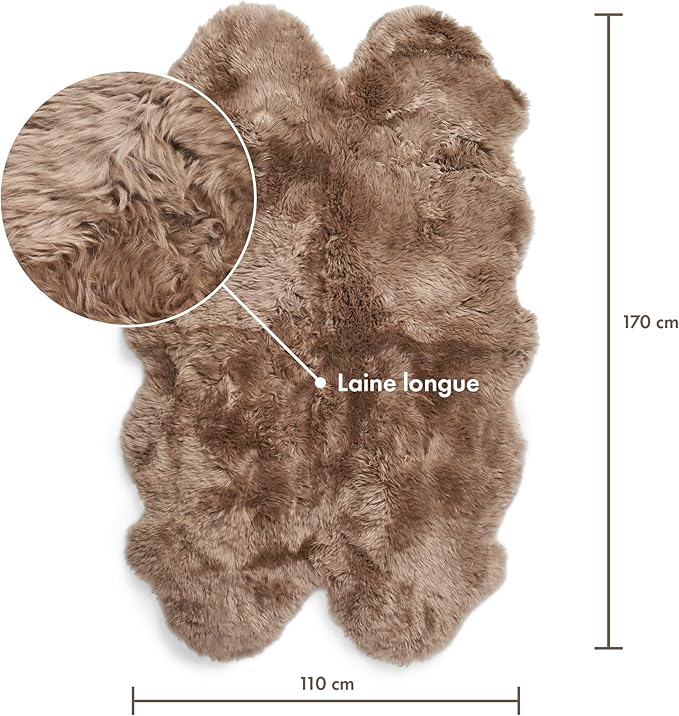 Real Sheepskin Rug 4x6 ft | Sheepskin Rugs for Living Room and Sofa | Large Bedside Rugs for Bedrooms is Breathable & Heat-regulating in Color Light Brown