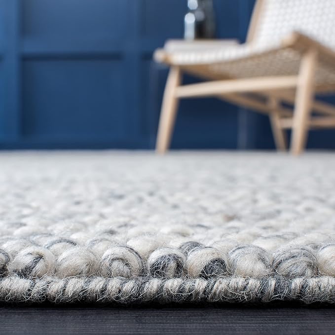 SAFAVIEH Area Rug 8x10 - Natura Collection - Large - Light Grey & Ivory, Handmade Wool Blend, Textured Design, Ideal for Living Room, Bedroom, Dining Space (NAT620G)