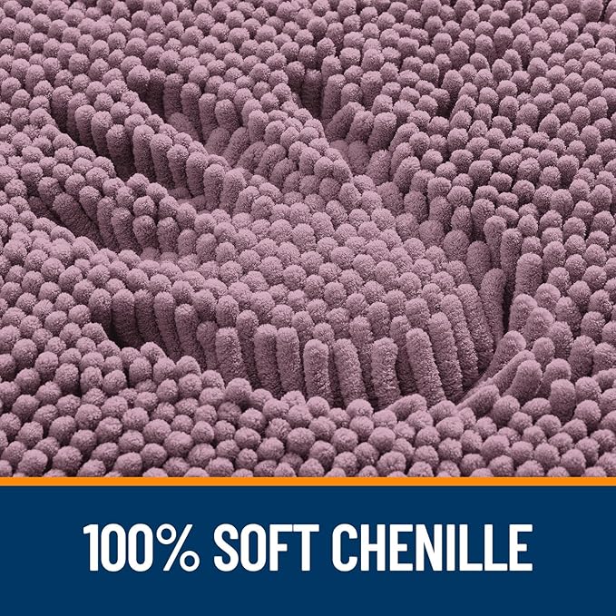 OLANLY Bathroom Rugs 36x24, Extra Soft Absorbent Chenille Bath Rugs, Rubber Backing Quick Dry, Machine Washable Bath Mats for Bathroom Floor, Tub and Shower, Home Decor Accessories, Deep Plum