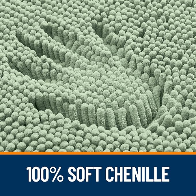 OLANLY Bathroom Rugs 40x24, Extra Soft Absorbent Chenille Bath Rugs, Rubber Backing Quick Dry, Machine Washable Bath Mats for Bathroom Floor, Tub and Shower, Home Decor Accessories, Sage Green