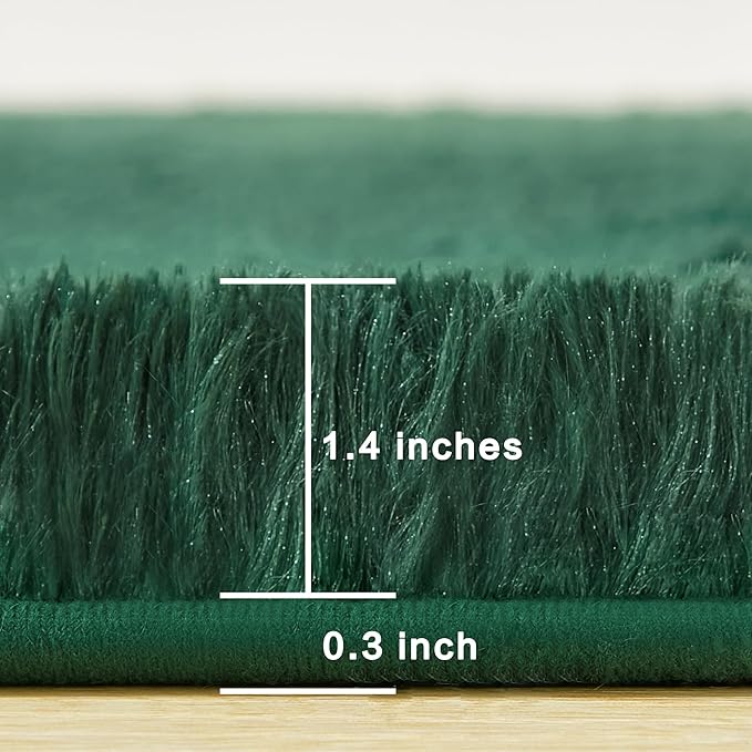 Andency Emerald Green Soft Area Rugs for Living Room Bedroom, 3x5 Non-Slip Fluffy Shag Carpet, Indoor Floor Fuzzy Shaggy Living Room Plush Rug for Kids Dorm Nursery Home Decor Aesthetic