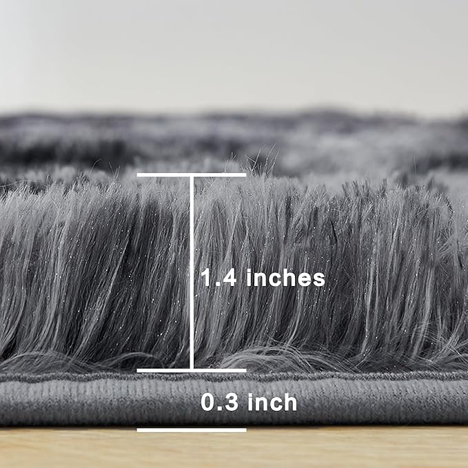 Andency Soft Area Rugs for Living Room Bedroom, 3x5 Non-Slip Fluffy Shag Carpet, Indoor Floor Fuzzy Shaggy Living Room Plush Rug for Kids Dorm Nursery Home Decor Aesthetic, Tie-Dyed Dark Grey