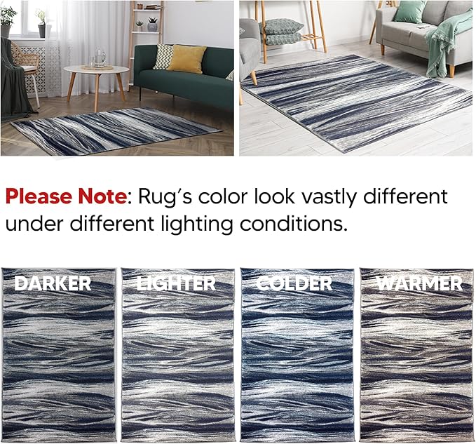 Keen Home Design Area Rugs - 8ft Round Non-Shedding, Abstract Rugs for Kitchen, Living Room, Bedroom, Dining Room, Entryway - Size: 7'10" Square, Multi