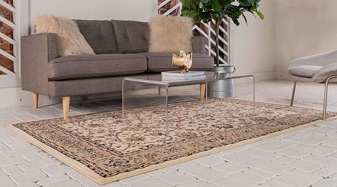 Unique Loom Sialk Hill Collection Area Rug - Washington (9' 10" x 13' 1" Rectangle Ivory/Black)