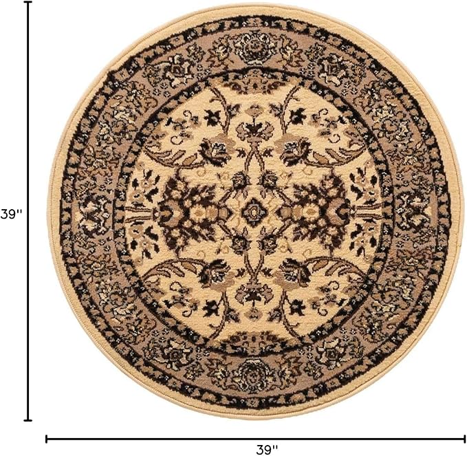 Unique Loom Sialk Hill Collection Area Rug - Washington (3' 3" Round Ivory/Black)