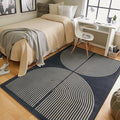Modern Rainbow Area Rug 4x6 Black Comfort Soft Low Profile Machine Washable Non-Slip Rug, Contemporary Backyard Living Room Mat