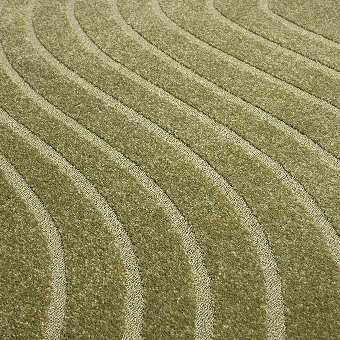 LUXE WEAVERS Modern Geometric Wave Green 2x8 Hallway Runner Rug, Contemporary Stain Resistant Carpet