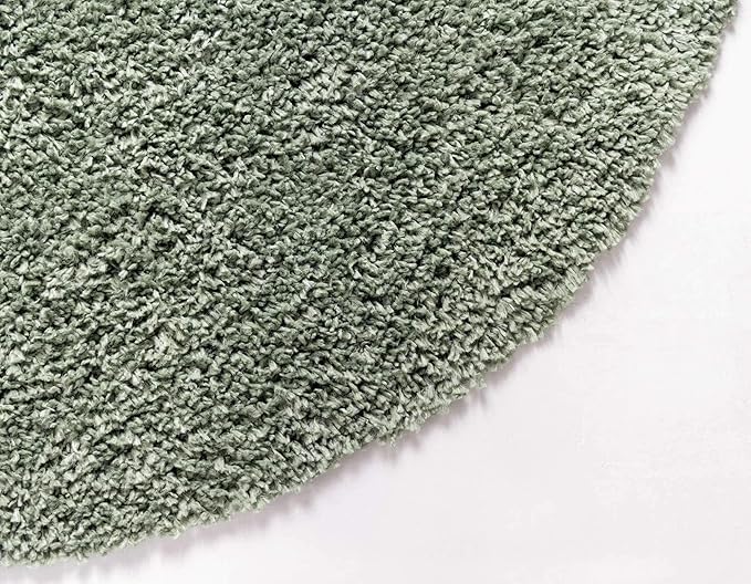 Unique Loom Davos Shag Collection Area Rug - Solid (6' 1" Round, Sage)