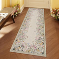 Lahome Boho 2x6 Bathroom Runner Rugs Non Slip Washable, Floral Carpet Runners for Hallway 6ft Kitchen Rug Runner, Soft Non Skid Runners for Entryway Laundry Bedroom (Beige,2x6)