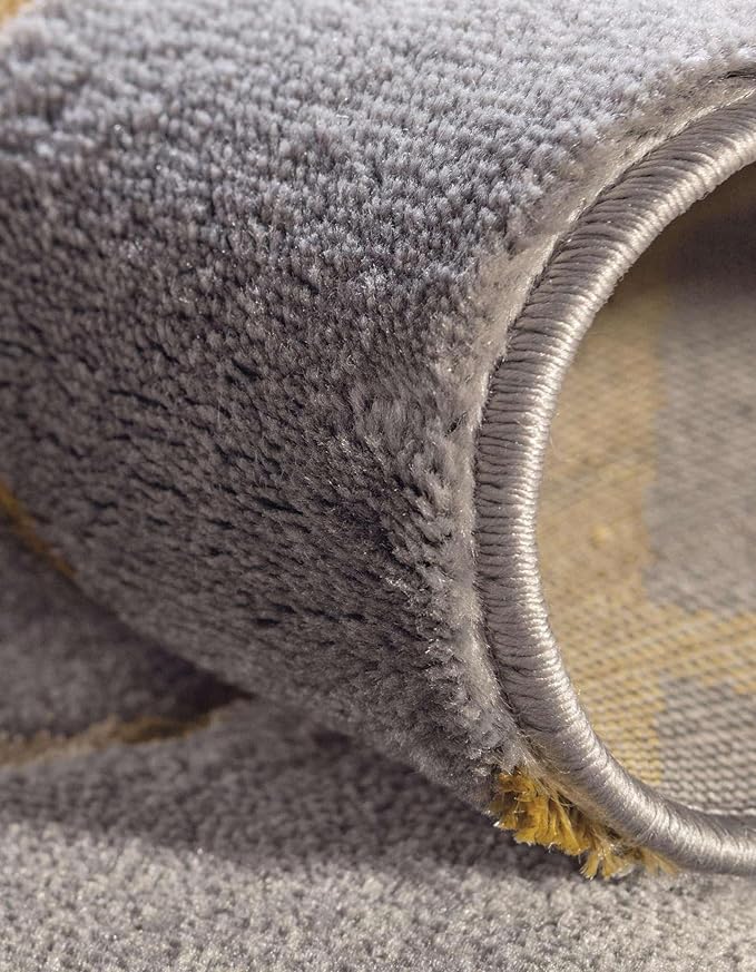 Unique Loom Glam Collection Area Rug - Trellis (7' 10" Square, Gray Gold/ Gold)