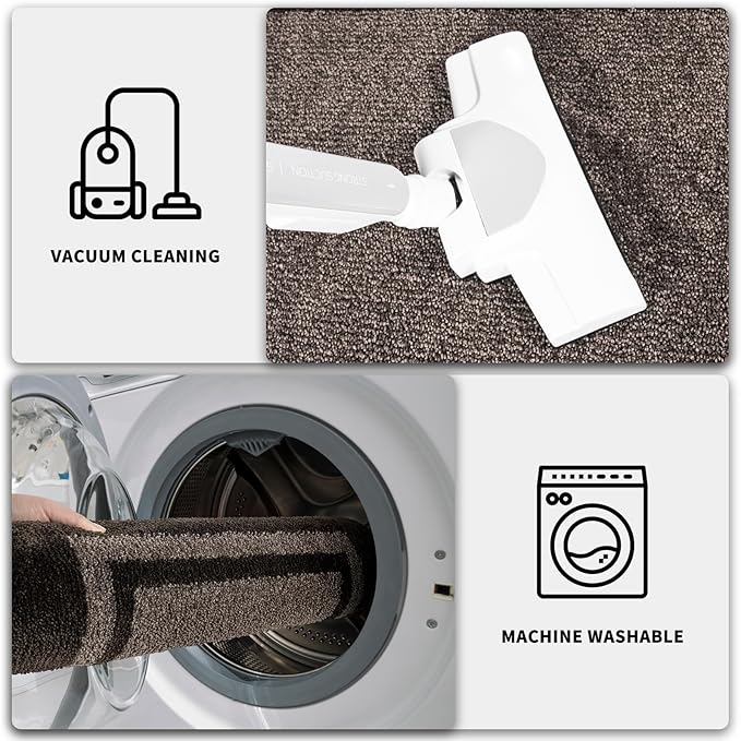 PURRUGS Dirt Trapping Door Mat 24" x 84", Non-Slip/Skid Machine Washable Entryway Rug, Shoes Scraper, Area Rug, Super Absorbent Welcome Mat for Muddy Wet Shoes and Paws, Grayish Brown & Coffee