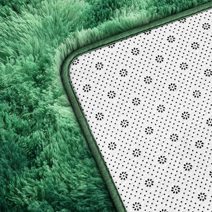 Large Shag Area Rugs 6 x 9, Plush Fuzzy Rugs for Living Room, Ultra Soft Fluffy Furry Rug for Bedroom, Indoor Carpet Nursery Rugs for Kids Room Home Decor, Tie-Dyed Emerald Green