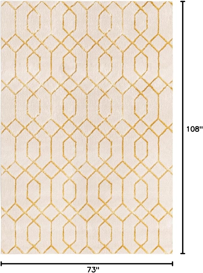 Unique Loom Marilyn Monroe Glam Collection Area Rug - Trellis (6' 1' x 9' Rectangle, White Gold/ Gold)