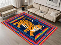 Cartoon Tiger Area Rug, 6x8ft,Tiger Theme Decorative Rug Suitable for Living Room Sofa Area, Modern Abstract Non-Slip Washable Tiger Pattern Rug Suitable for Bedroom Children's Room Decoration