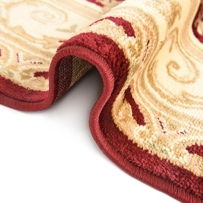 Unique Loom Versailles Collection Traditional Classic Floral Motif Area Rug (5' 0 x 5' 0 Square, Burgundy/Ivory)